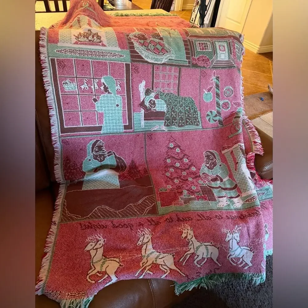 Festive Santa Holiday Throw Christmas Blanket